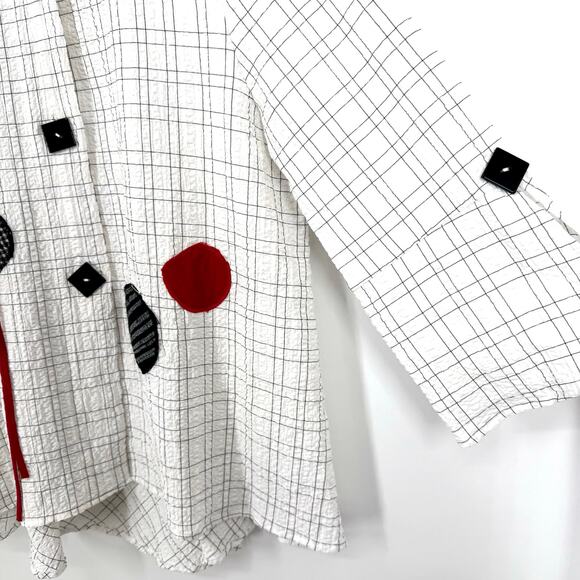 Moonlight by YandS Designs Stylish Women's Checkered Blouse with Red Accents - Picture 7 of 8